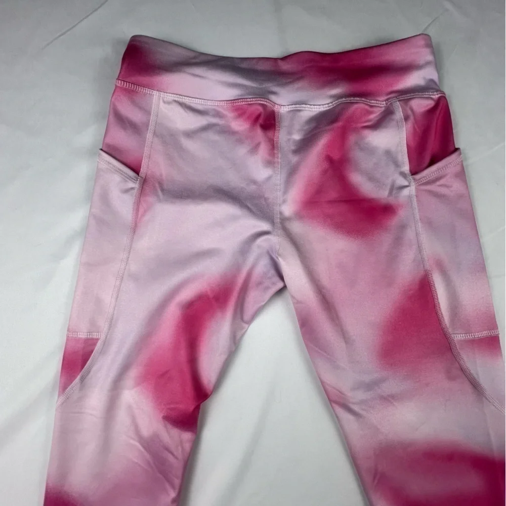 Athletic Works Girl’s Leggings W/Side Pockets -Pink, White -NWOT -Large Plus